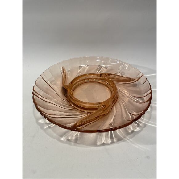 Vintage Pink Depression Glass 3 Divided Candy Nut Relish Dish Beautiful - Picture 9 of 9